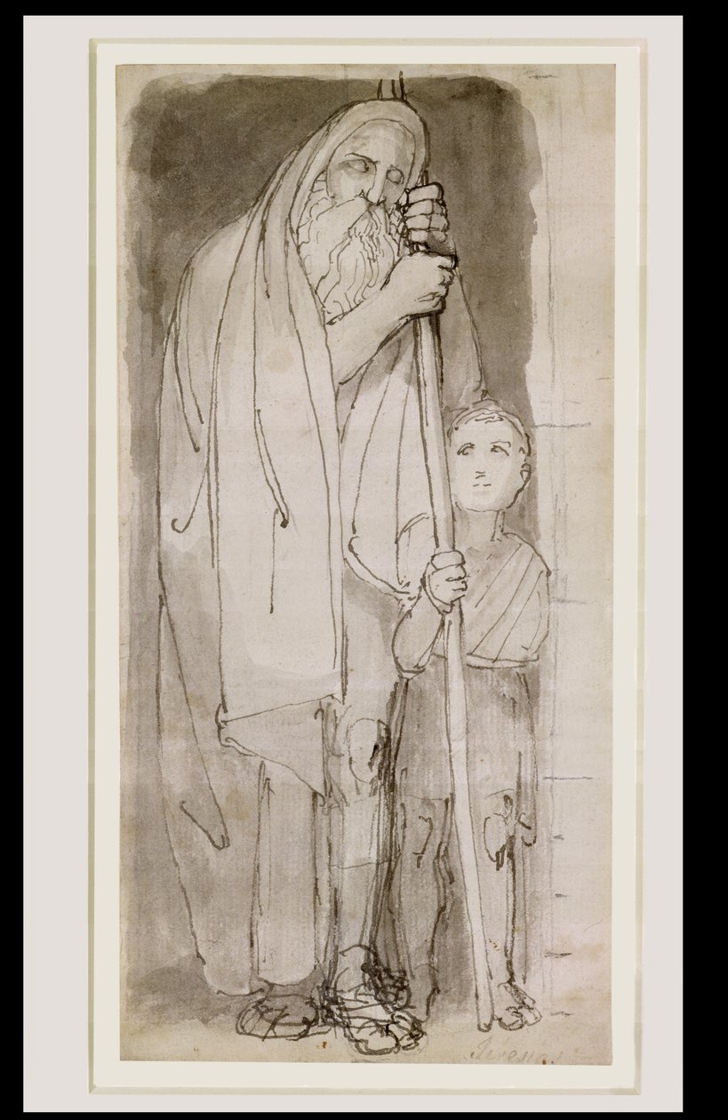 Der blinde Teiresias und ein Junge von John Flaxman