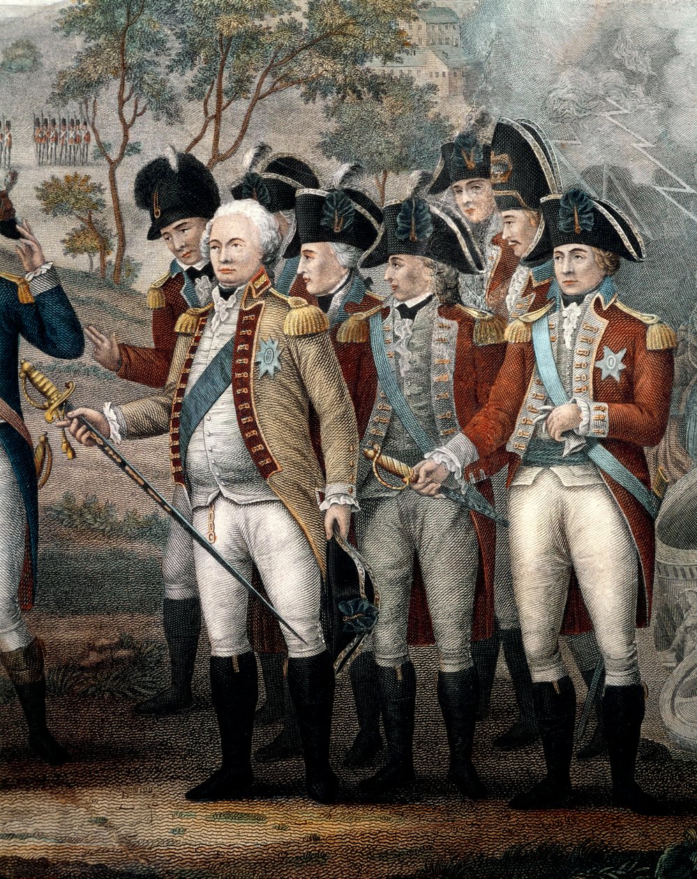 Britische Offiziere Tarleton, Cornwallis, Abercrombie, O