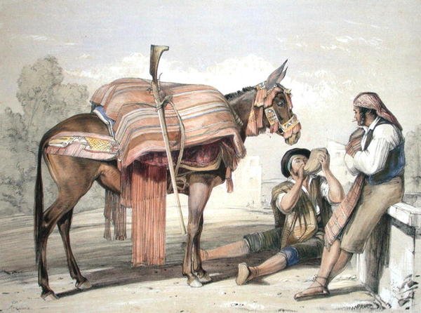 Wandernde Bauern mit einem Maultier, Andalusien von John Frederick (after) Lewis