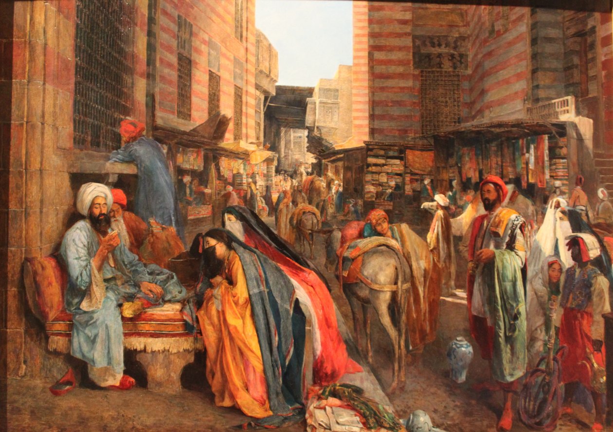 Straßenszene in der Nähe der El-Ghouri-Moschee in Kairo von John Frederick Lewis