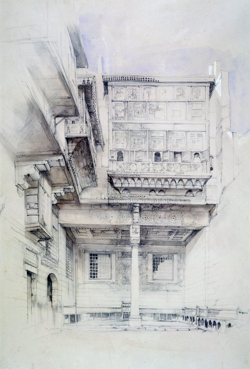 Der Hof des Hauses des Künstlers, Kairo, Ägypten, 19. Jahrhundert von John Frederick Lewis