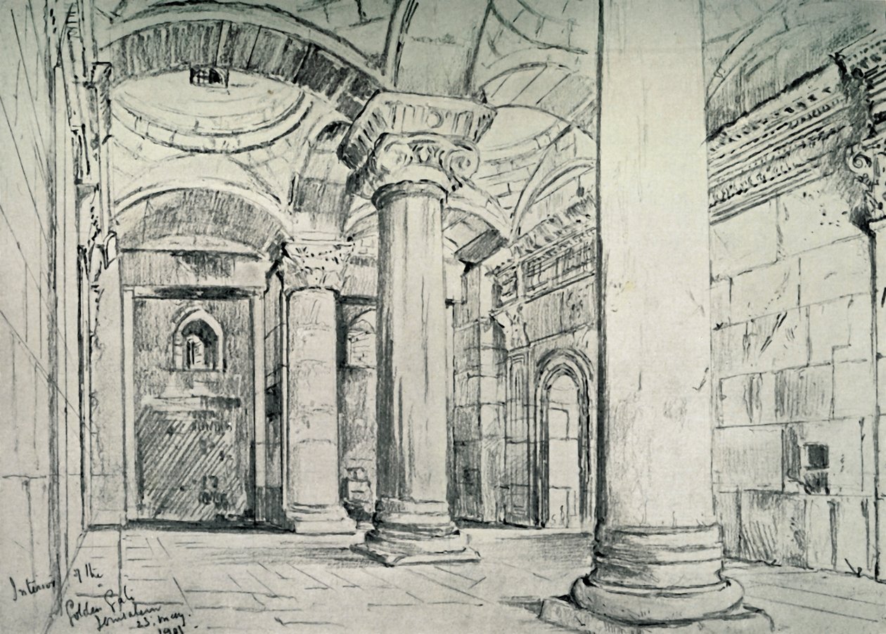 Jerusalem - Das Innere des Goldenen oder Schönen Tores, 1902 von John Fulleylove
