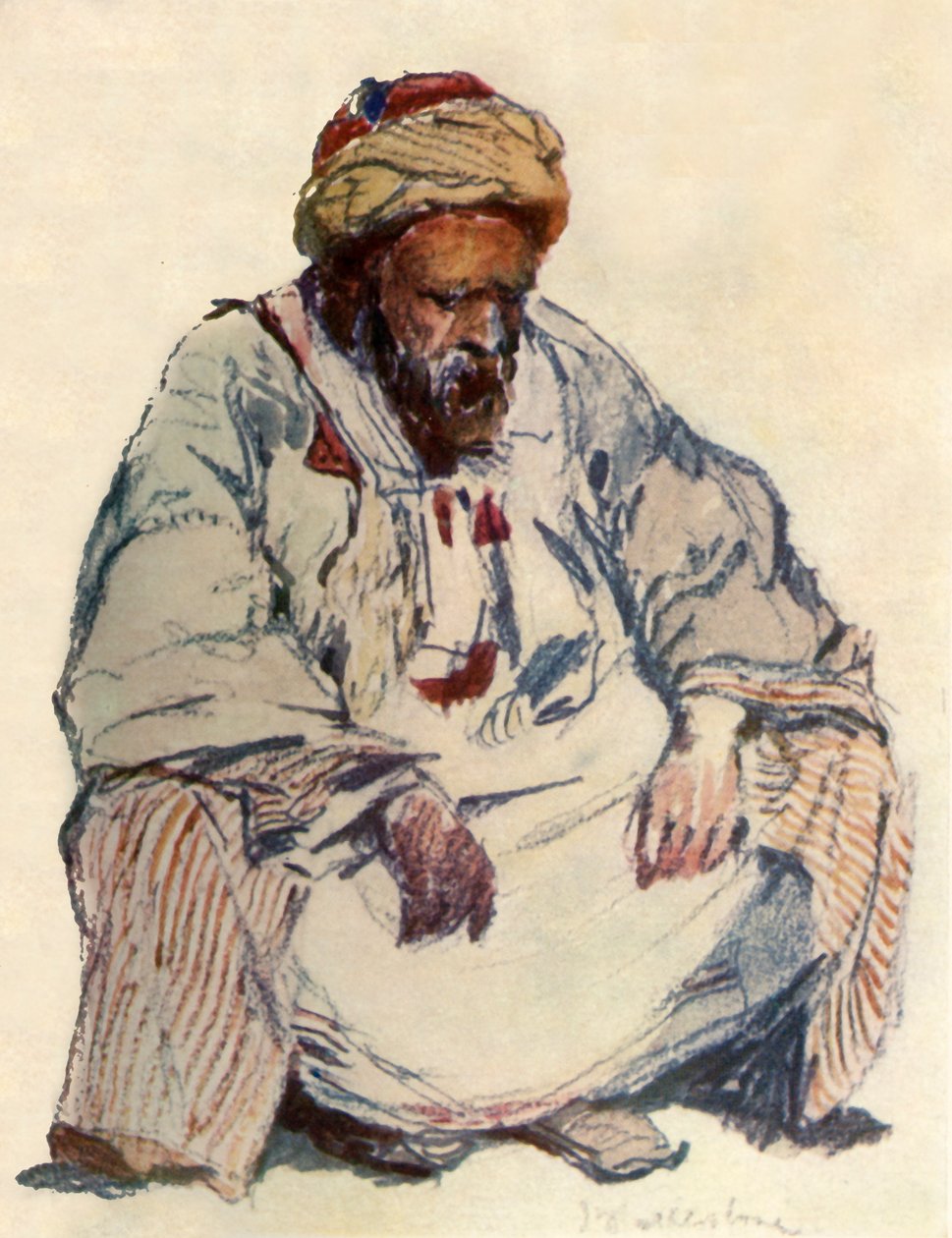 Sitzende Figur eines syrischen Hirten im Schafspelz, 1902 von John Fulleylove