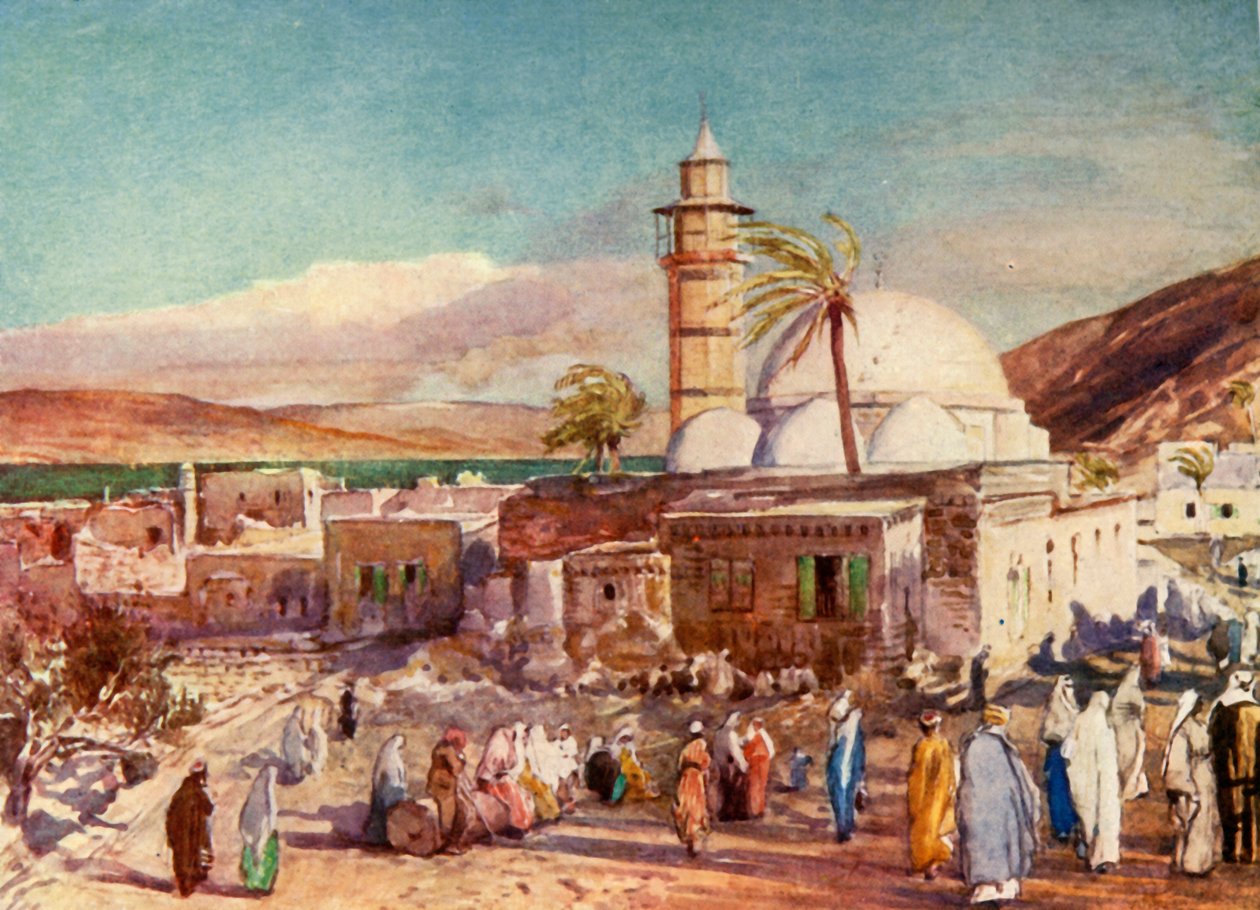 Die Moschee von Tiberias und der See Genezareth, 1902 von John Fulleylove