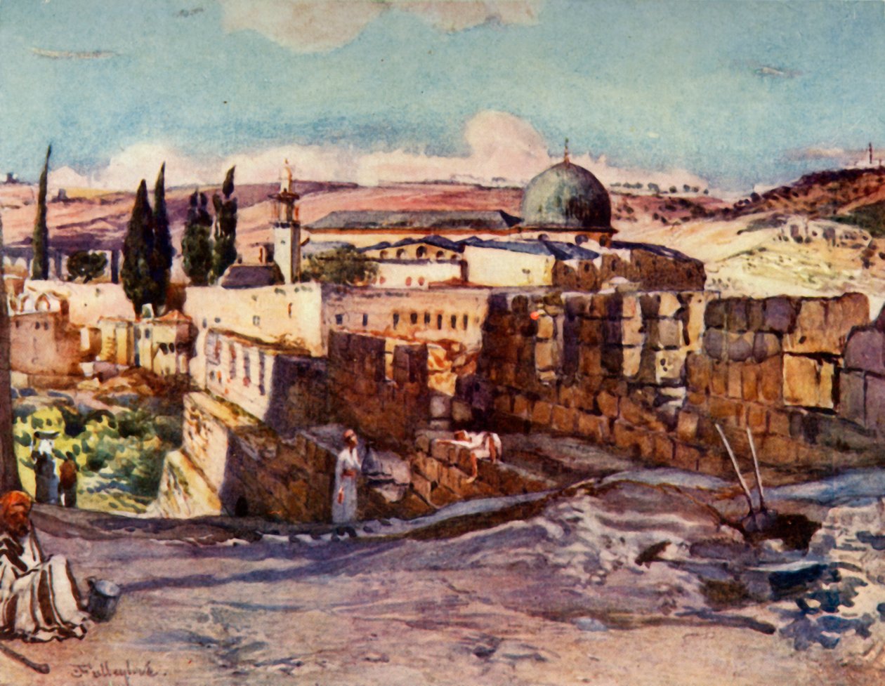 Die Moschee von El Aksa von der Südwand Jerusalems aus, 1902 von John Fulleylove