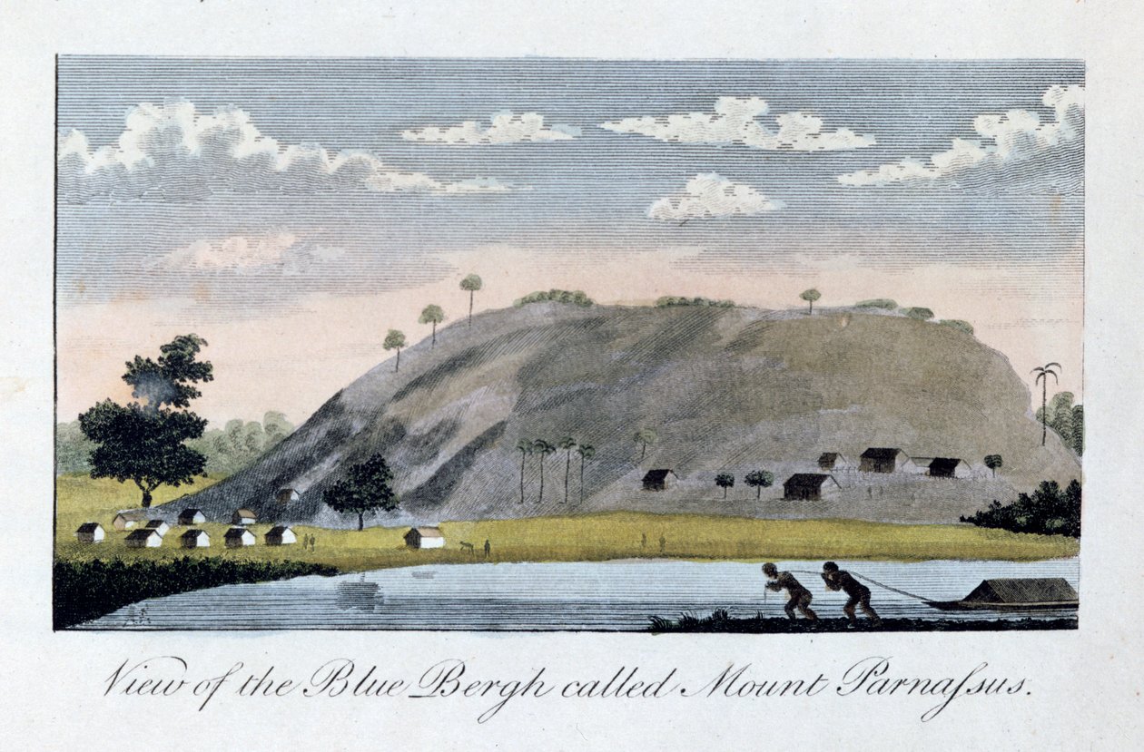 Blick auf den Blauen Berg, genannt Mount Parnassus von John Gabriel Stedman