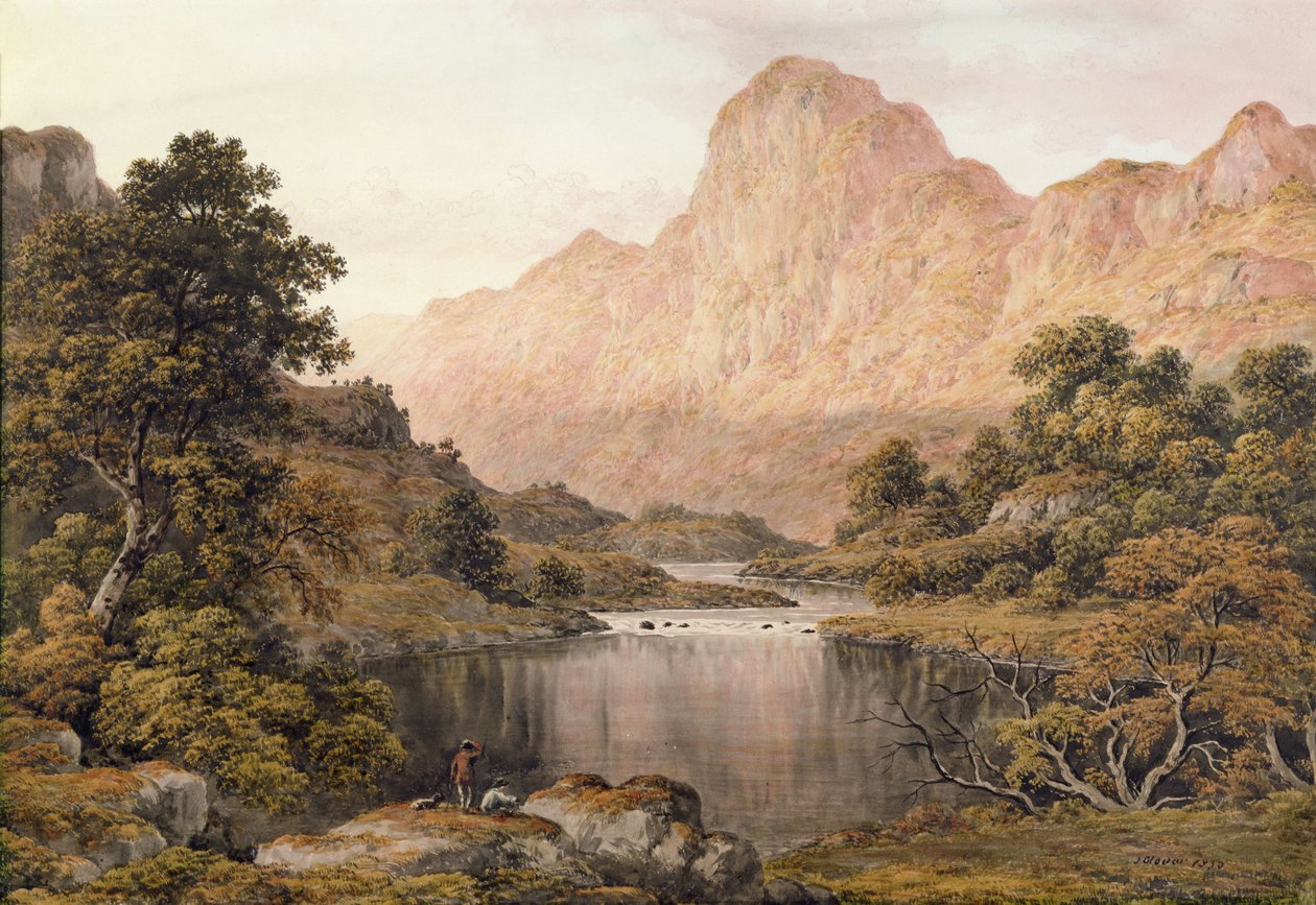 Reisende neben einem See im Lake District von John Glover