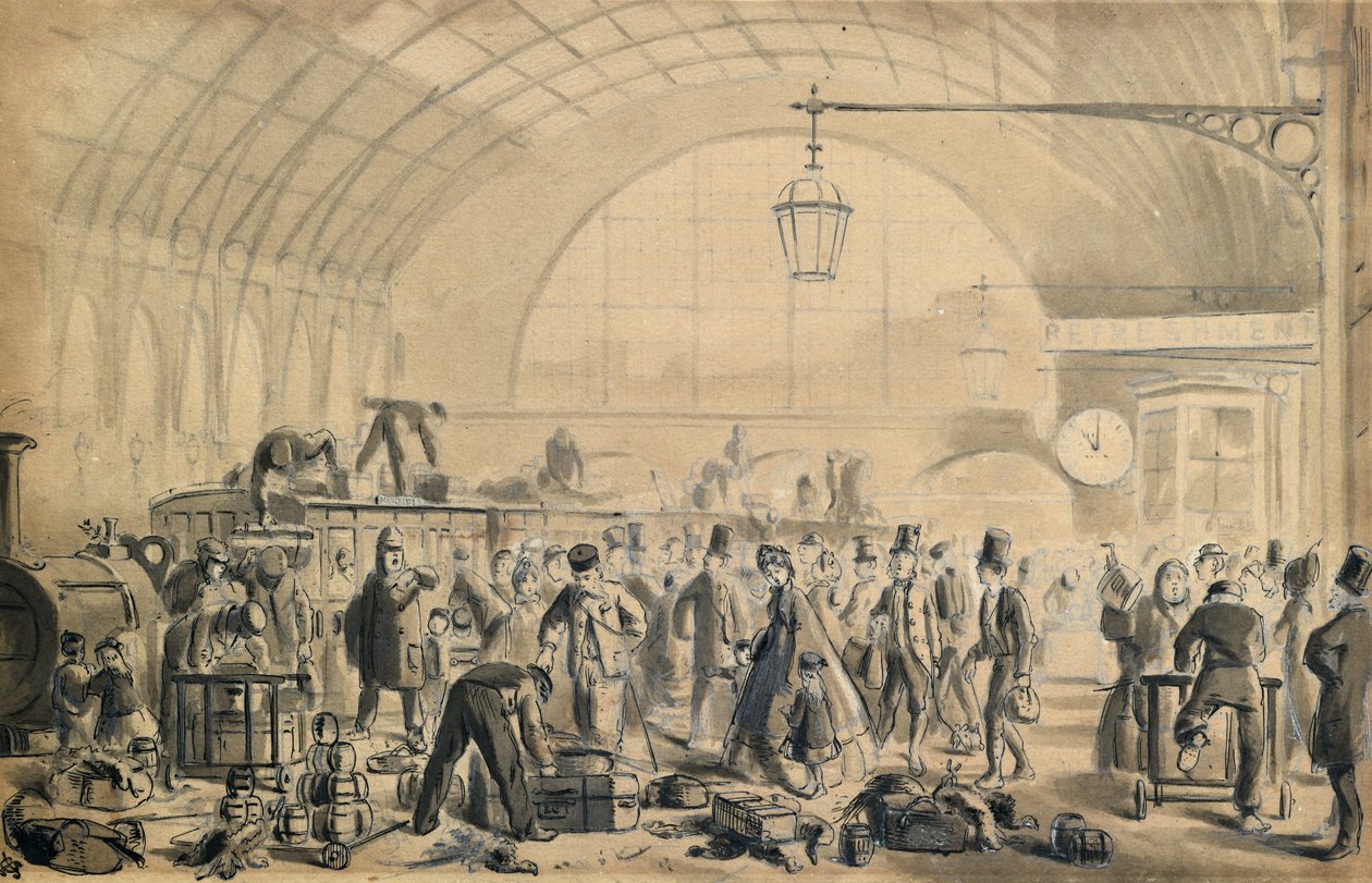 Heiligabend am Bahnhof Kings Cross, um 1870-90 von John Gordon Thomson