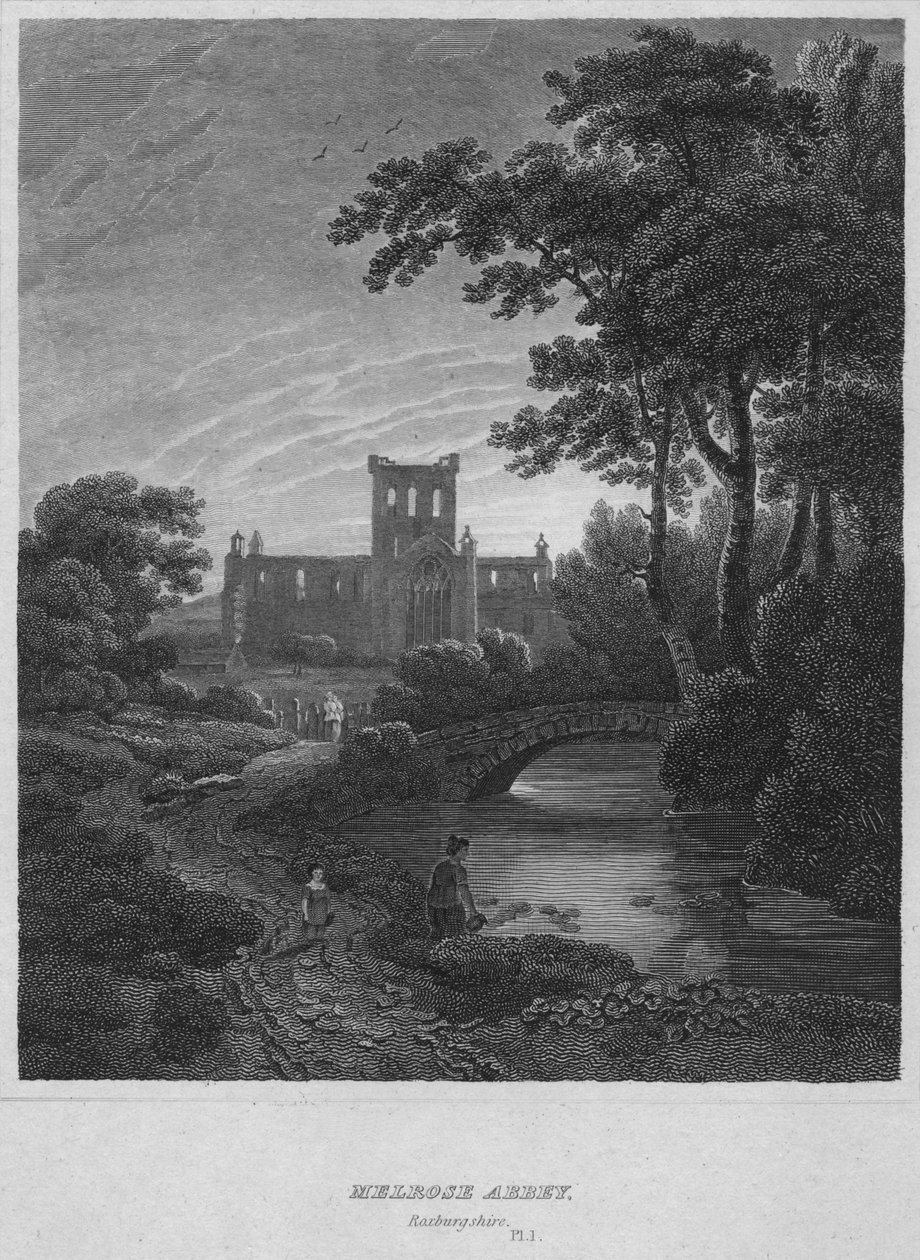 Melrose Abbey, Roxburghshire, 1814 von John Greig