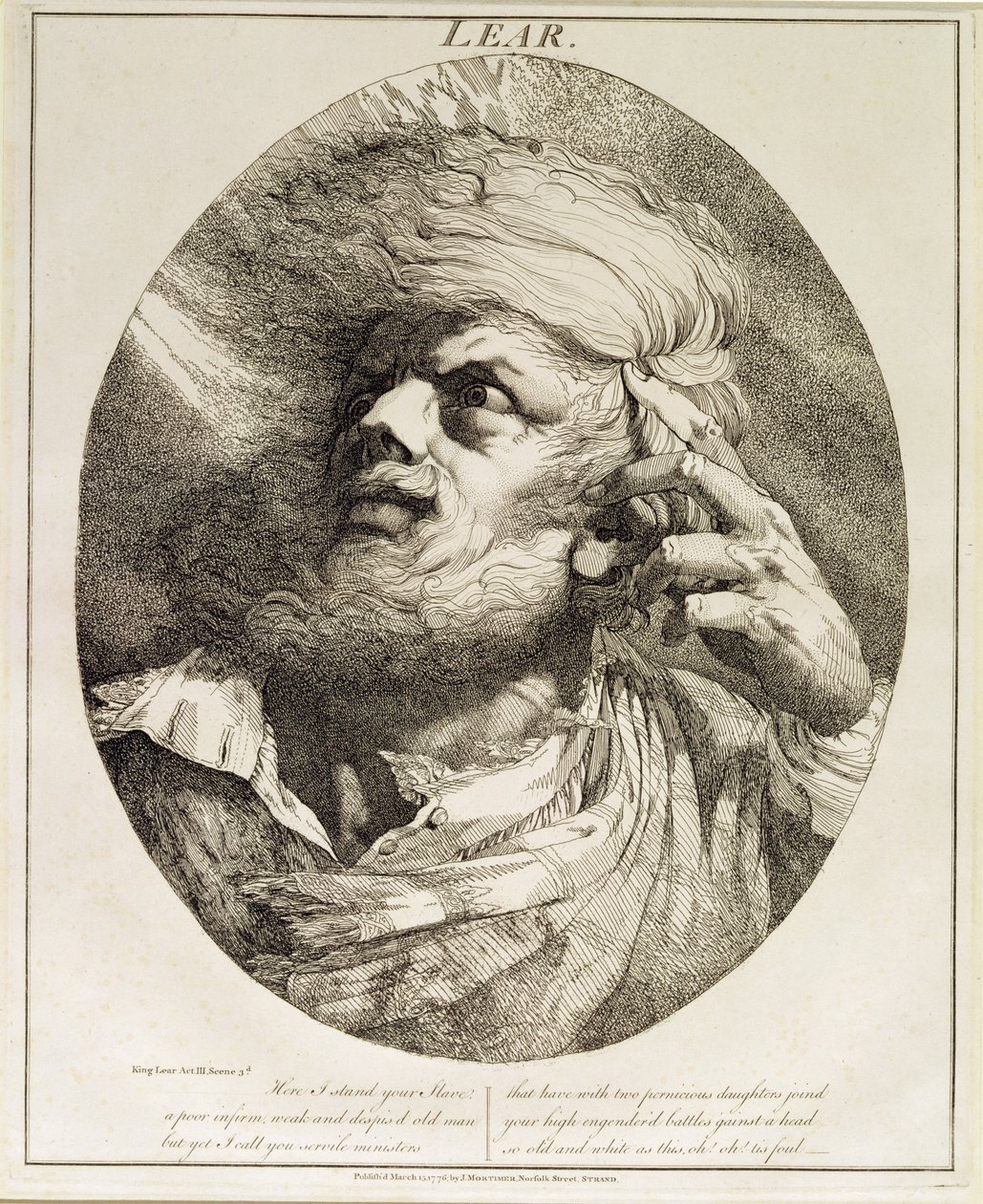 Lear, aus König Lear, Akt III, Szene 3, 1776 von John Hamilton Mortimer
