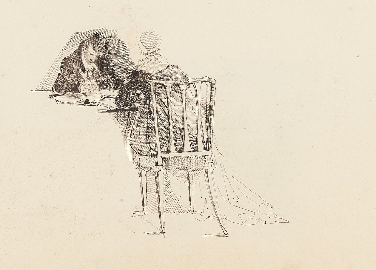 Mann und Frau sitzen an einem Tisch, 1805 von John Harden