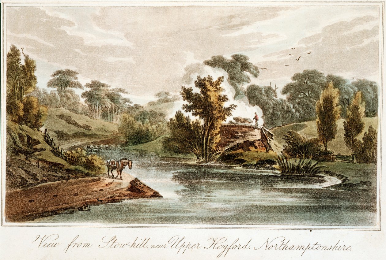 Grand Junction Canal von Stow Hill bei Upper Heyford, Northamptonshire, 1819 von John Hassell