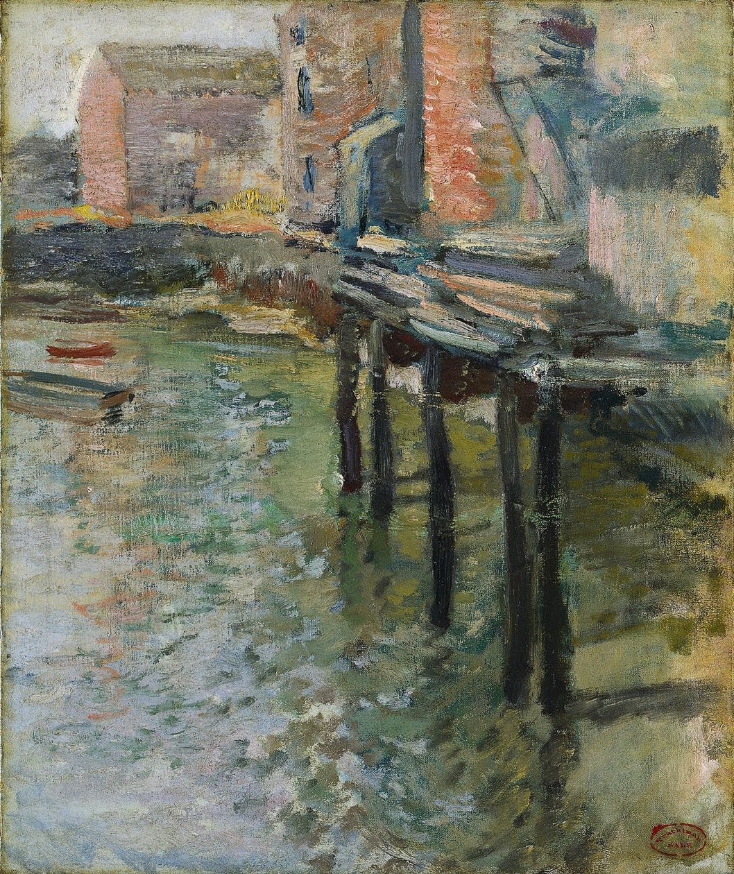 Verlassener Kai Die alte Mühle in Cos Cob, um 1900-1902 von John Henry Twachtman
