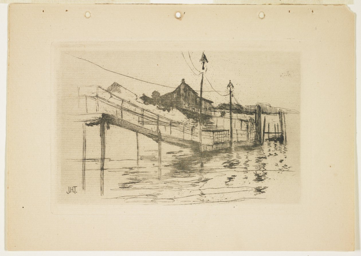 Das Alte Zollhaus in Bridgeport (Kleine Platte), 1888-1889 von John Henry Twachtman