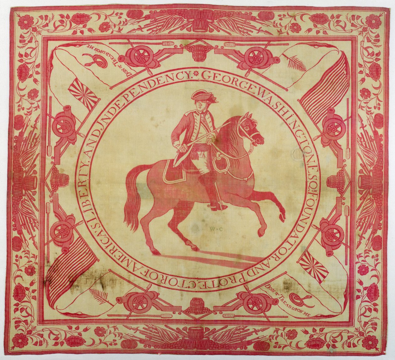Tuch mit Darstellung von George Washington (1732-99) zu Pferd, 1777-89 von John Hewson