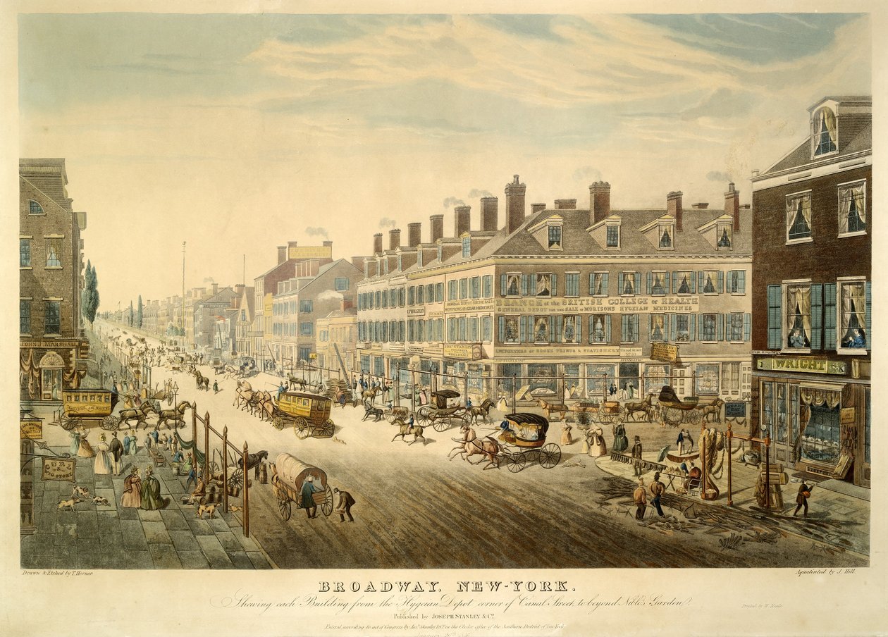 Broadway, New York, veröffentlicht 1850 von John Hill