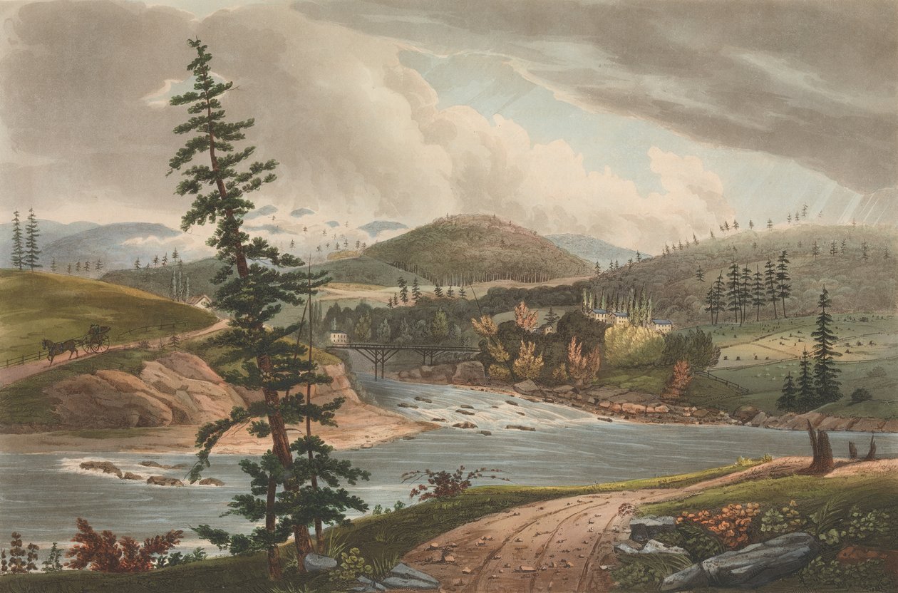 Zusammenfluss der Sacandaga und Hudson Rivers Nr. 2 aus dem Hudson River Portfolio, 1821-22 von John Hill