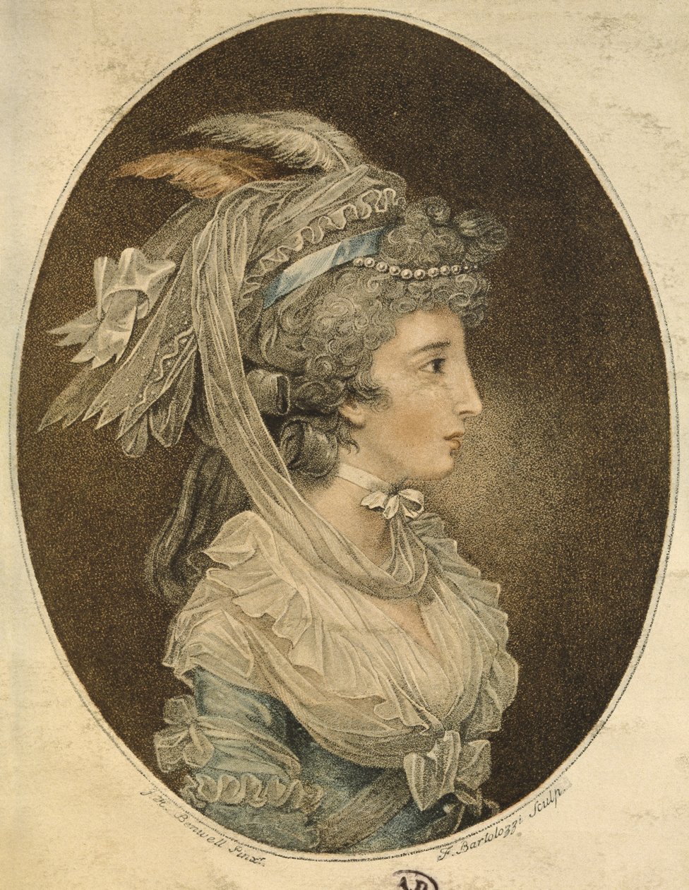 Englische Frisur, graviert von Francesco Bartolozzi (1727-1815) von John Hodges Benwell