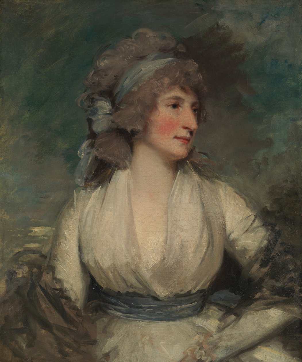 Porträt einer Frau, Rückseite, jetzt von einer neuen Leinwand bedeckt, Studie eines Kinderkopfes von John Hoppner