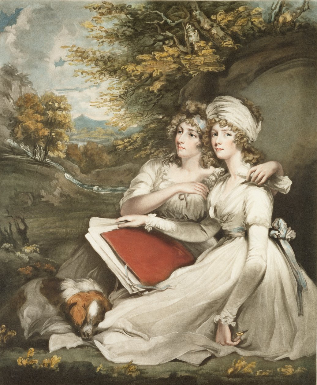 Die Töchter von Sir Thomas Frankland, Bart., graviert und veröffentlicht von William Ward (1766-1826), 1797 (Mezzotinto) von John Hoppner