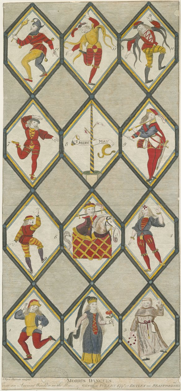 Betley Glasfenster - Morris-Tänzer: Gravur, undatiert [1751-1790] von John Keyse Sherwin