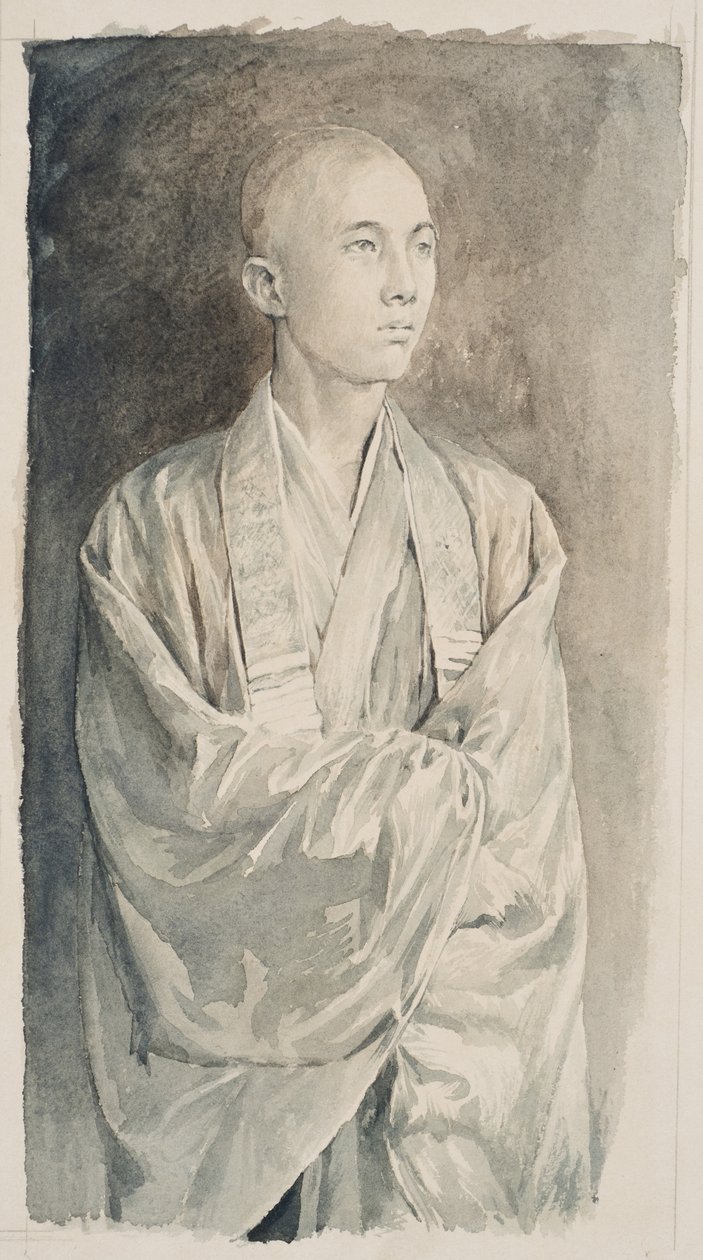Porträt eines Priesters im Tempel von Lyemitsu, Nikko, ca. 1888 von John La Farge or Lafarge