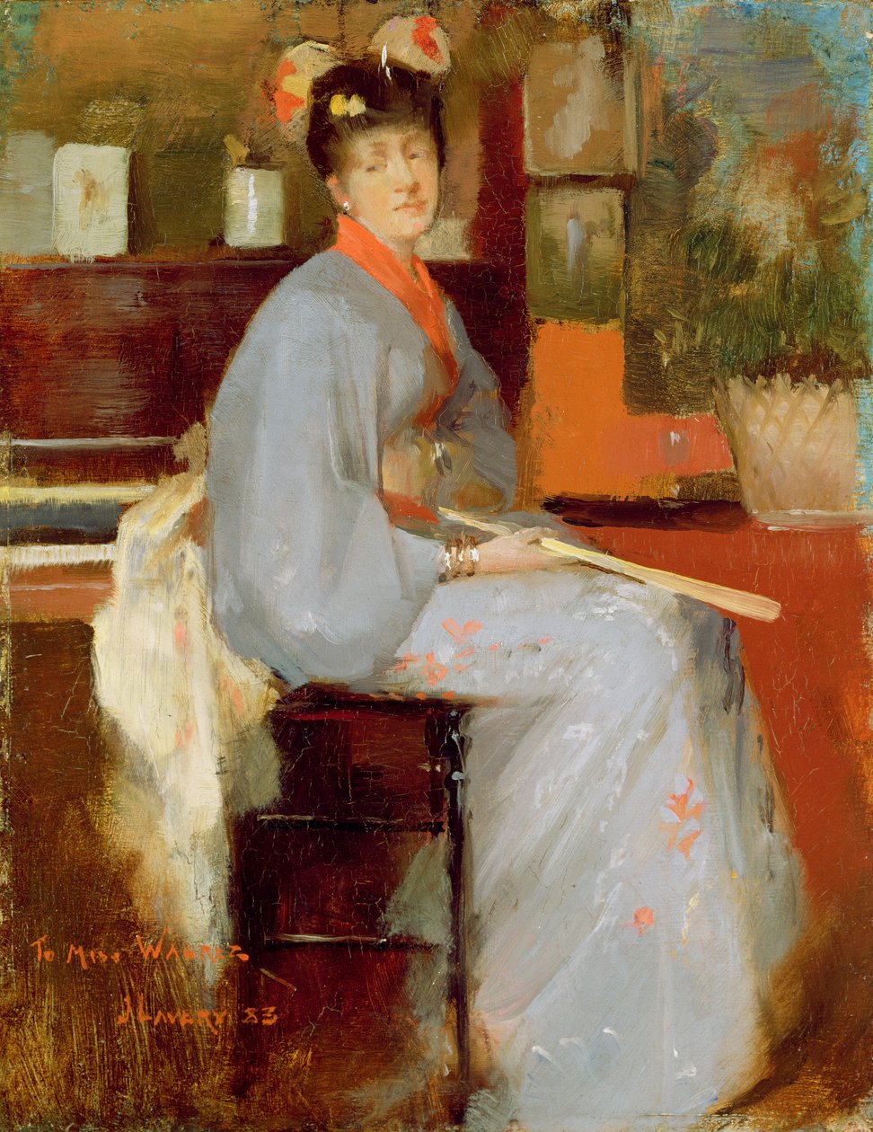 Frau im japanischen Kleid, 1883 von John Lavery