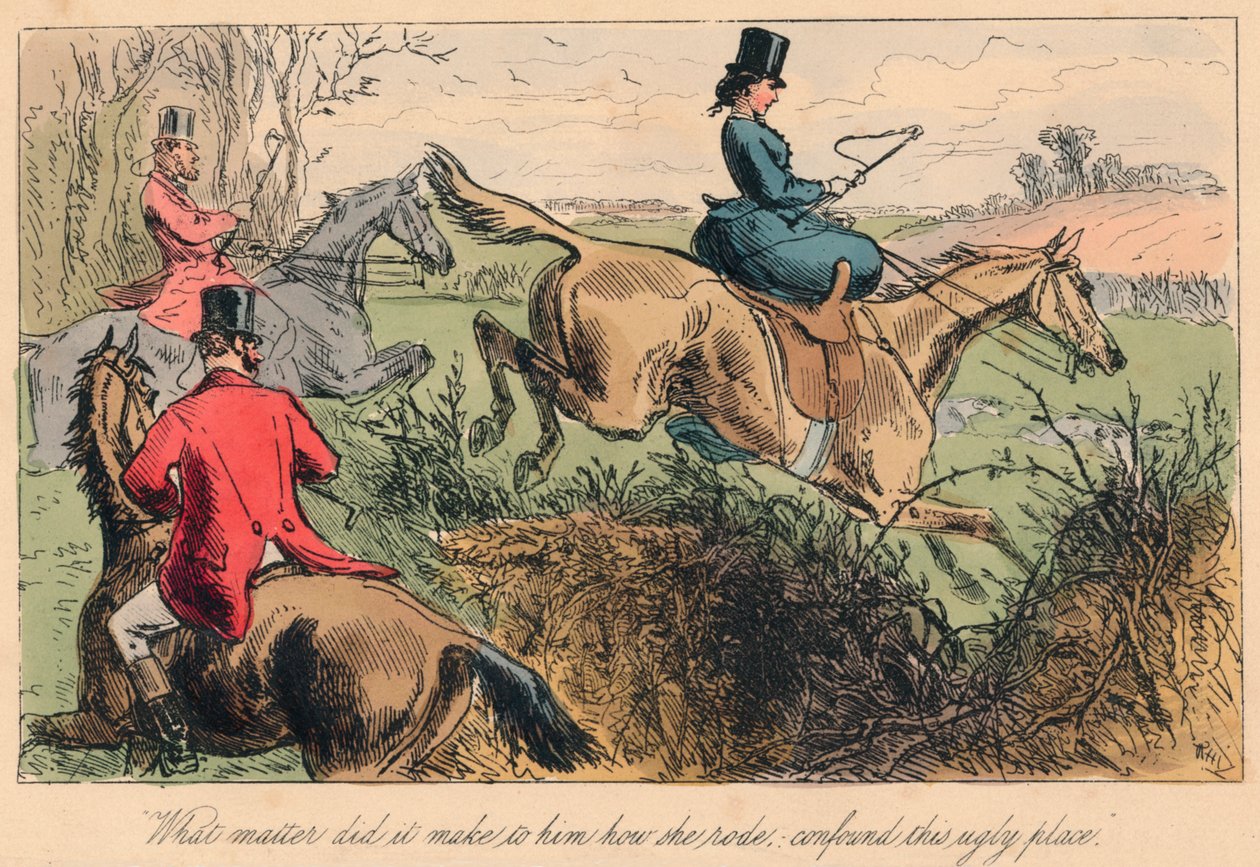 Was machte es ihm aus, wie sie ritt, verdammt diesen hässlichen Ort, 1865 von John Leech, Hablot Knight Browne