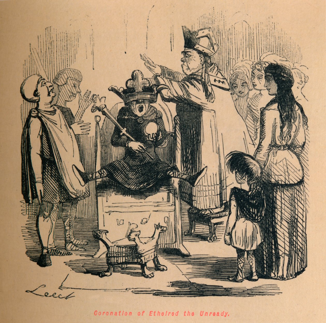 Krönung von Ethelred dem Unberatenen, ca. 1860 von John Leech