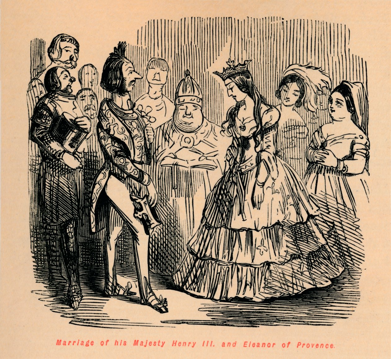 Hochzeit seiner Majestät Heinrich III. und Eleonore von Provence, ca. 1860 von John Leech