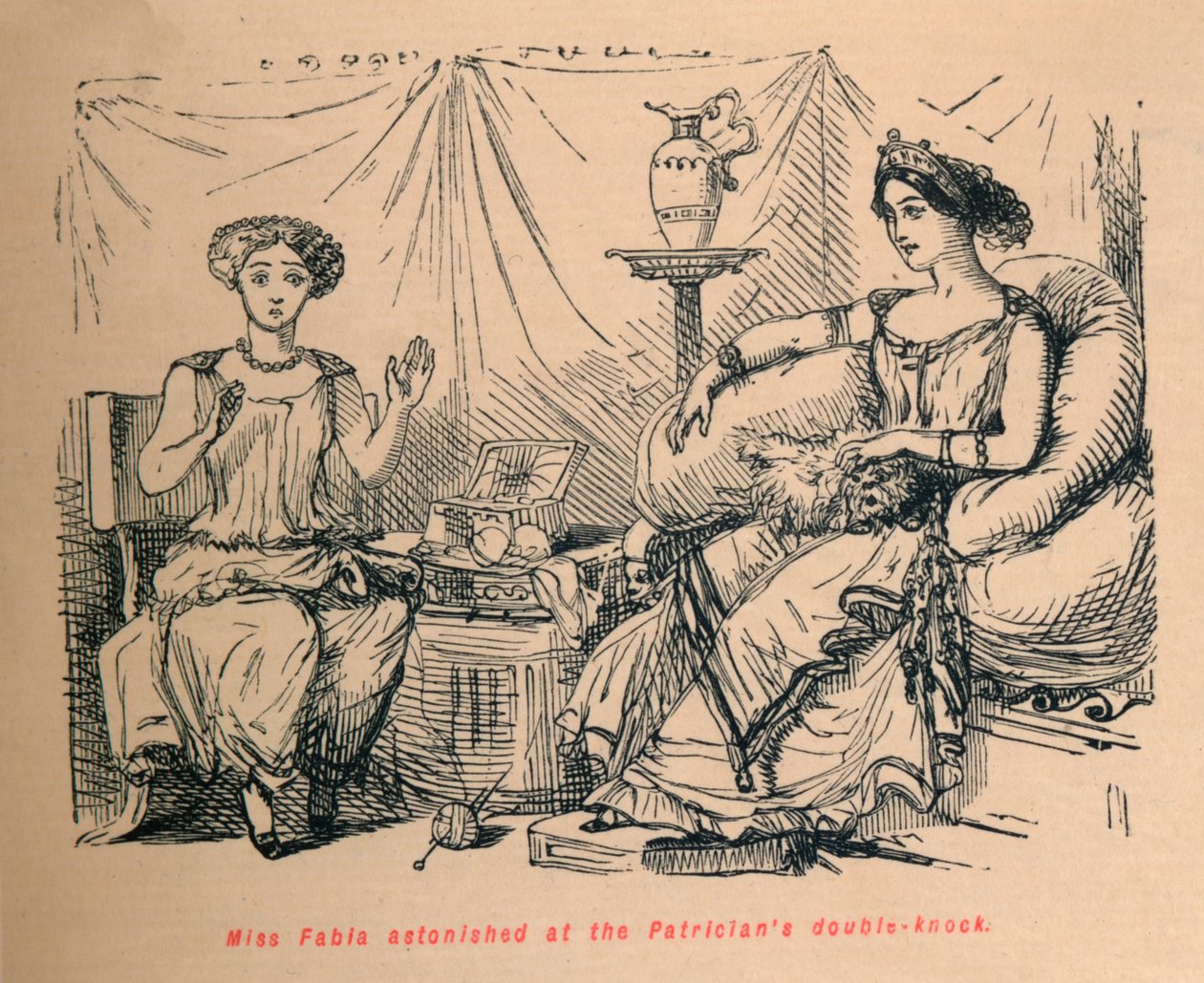 Miss Fabia erstaunt über das Doppelschlagen der Patrizier, 1852 von John Leech