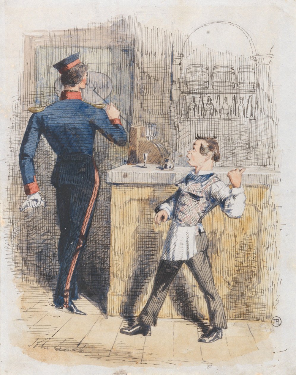 Pot Valiant: Szene in einem Schankraum von John Leech