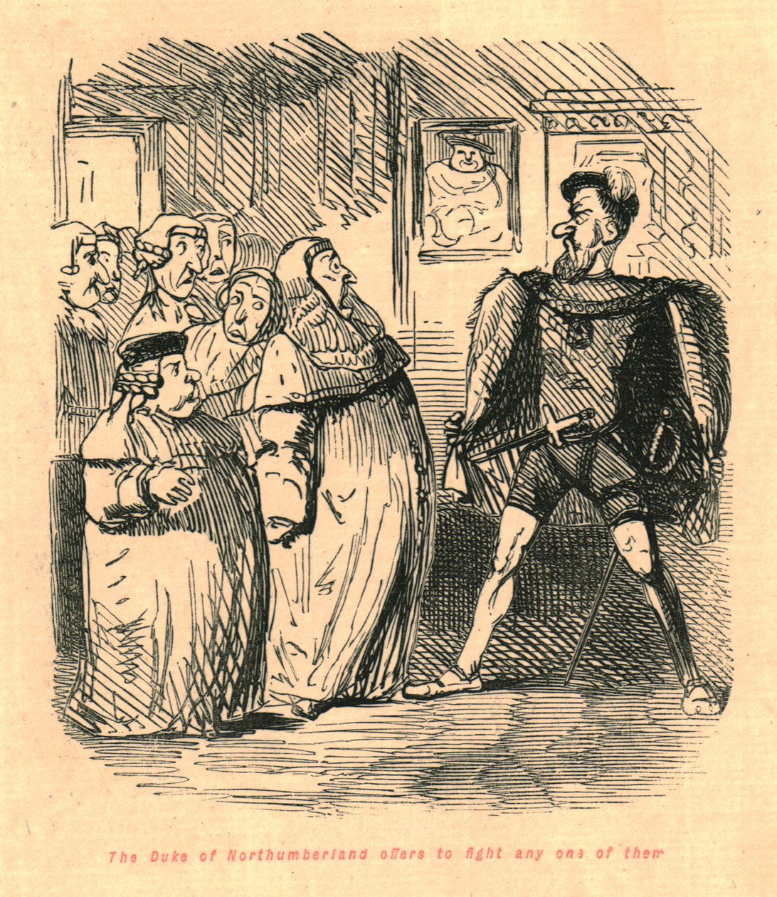 Der Herzog von Northumberland bietet an, gegen jeden von ihnen zu kämpfen von John Leech