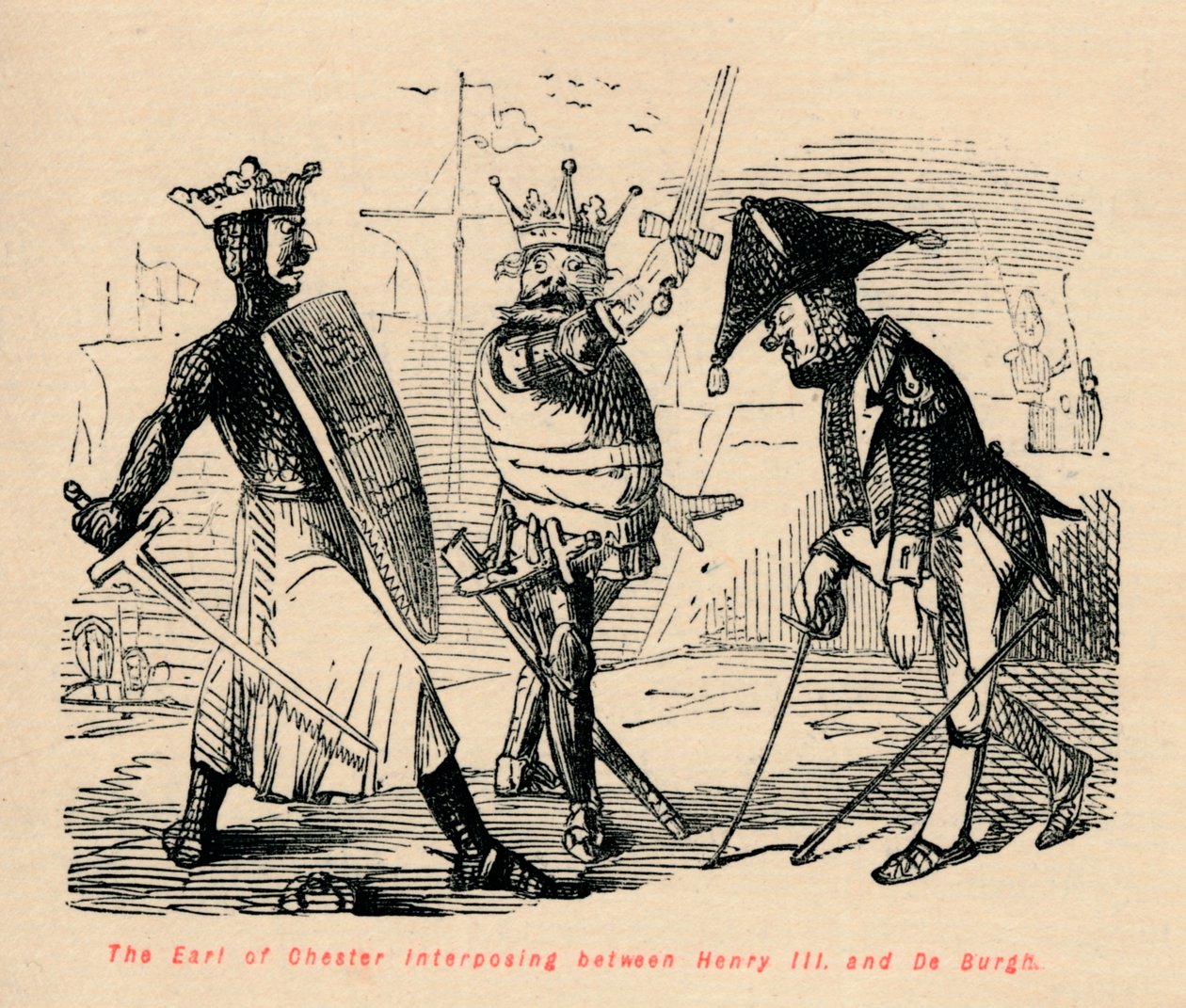 Der Earl of Chester vermittelt zwischen Heinrich III. und De Burgh, ca. 1860 von John Leech