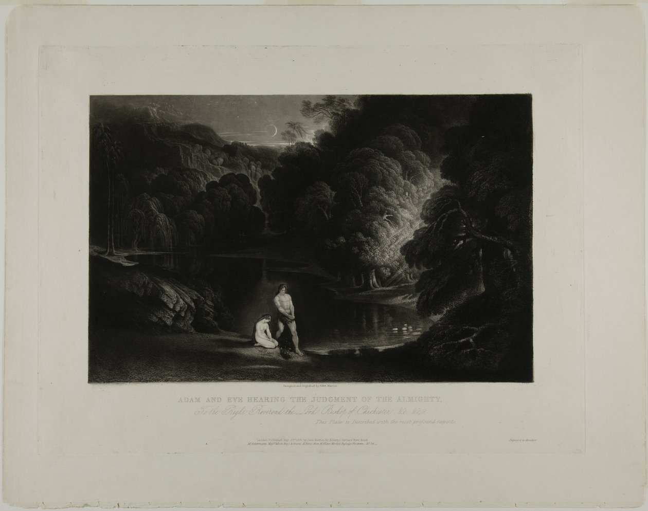 Adam und Eva hören das Urteil des Allmächtigen, aus Illustrationen der Bibel von John Martin