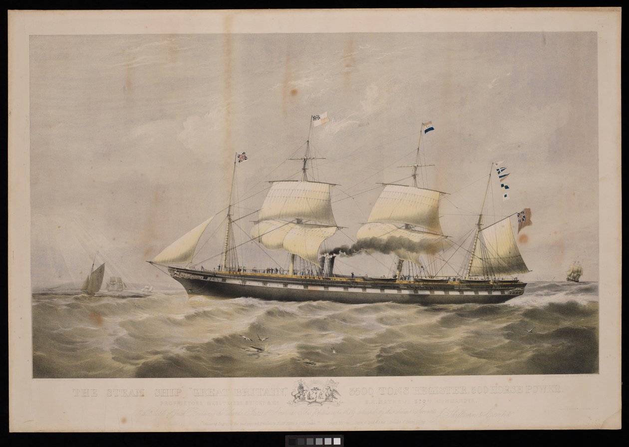 Das Dampfschiff Great Britain... Eigentümer Messrs Gibbs & Co... An die Menschen von Großbritannien und den Vereinigten Staaten von Amerika, Diese Platte ist respektvoll gewidmet... von John McGahey