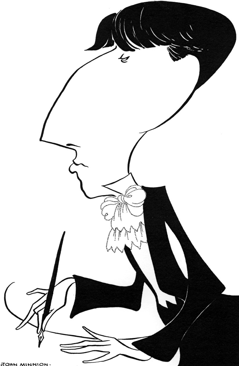 Aubrey Beardsley, Karikatur, 20. Jahrhundert von John Minnion