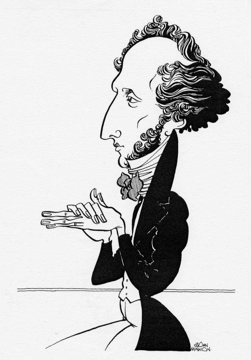 Felix Mendelssohn - Karikatur des deutschen Komponisten von John Minnion