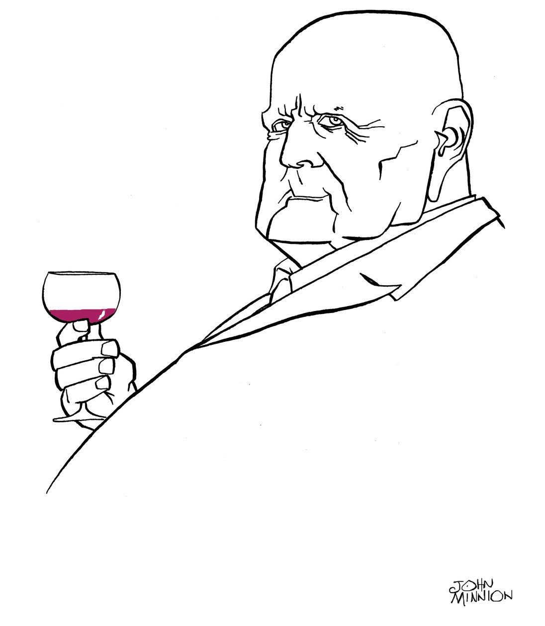 Jean Sibelius als alter Mann mit Weinglas von John Minnion