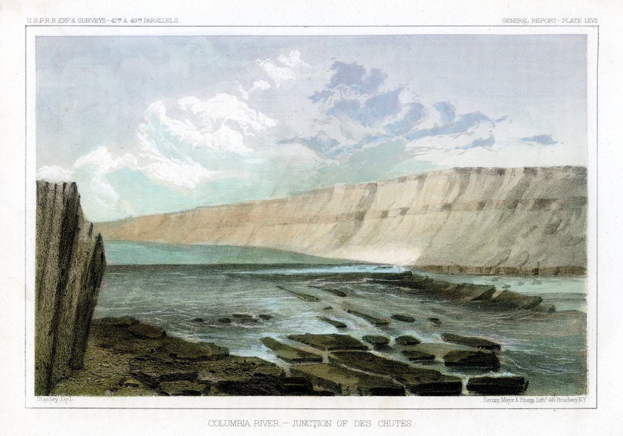 Columbia River, Zusammenfluss der Des Chutes, 1856 von John Mix Stanley