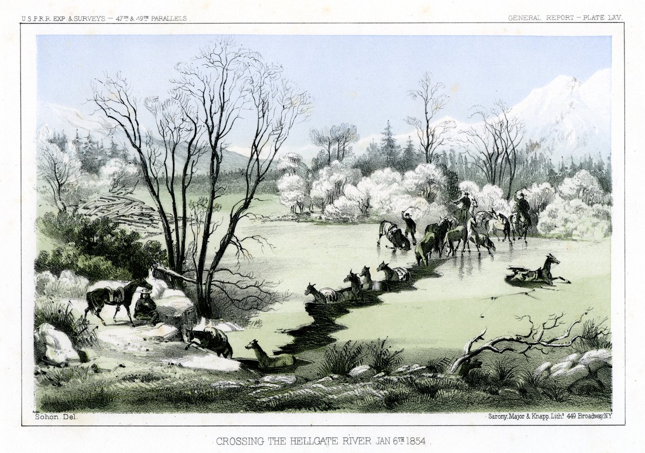 Überquerung des Hellgate River, 6. Januar 1854, 1856 von John Mix Stanley