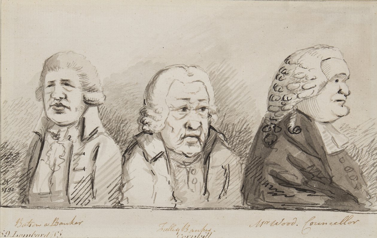 Batson, ein Banker, Tulley, Banker, Mr. Wood, Ratsherr, 69 Lombard Street, Cornhill, 1790 von John Nixon