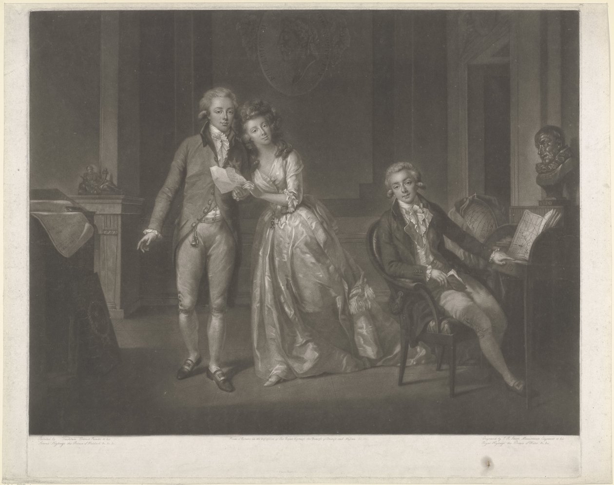 Porträt von Louise, Prinzessin von Oranien-Nassau, Willem I Frederik, König der Niederlande, und Frederik, Prinz von Oranien-Nassau von John Raphael Smith