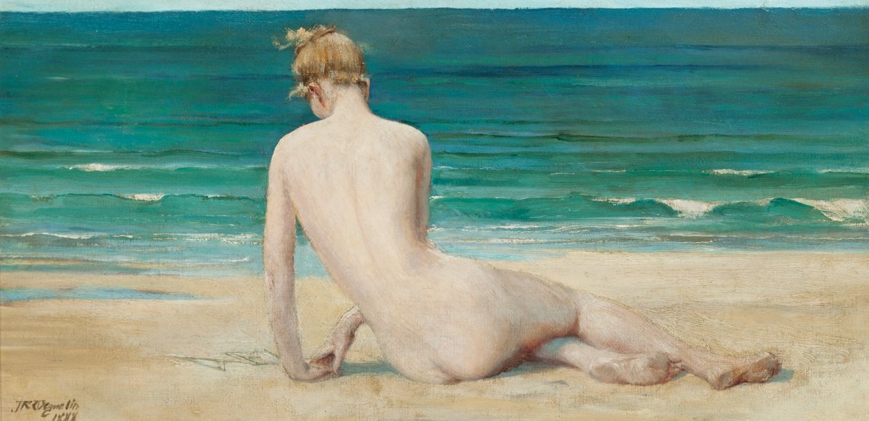 Akt am Ufer sitzend, 1888 von John Reinhard Weguelin