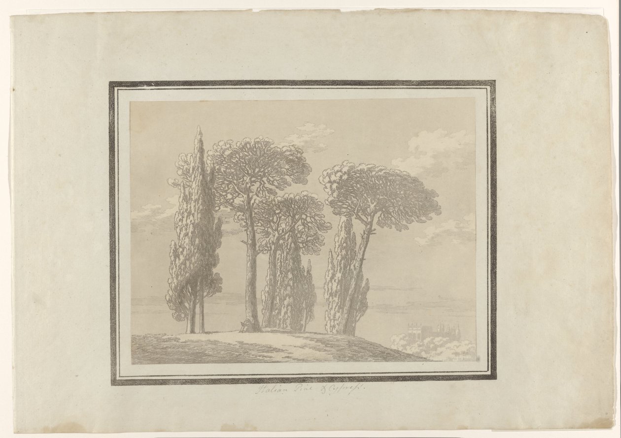 Italienische Kiefer und Zypresse von John Robert Cozens