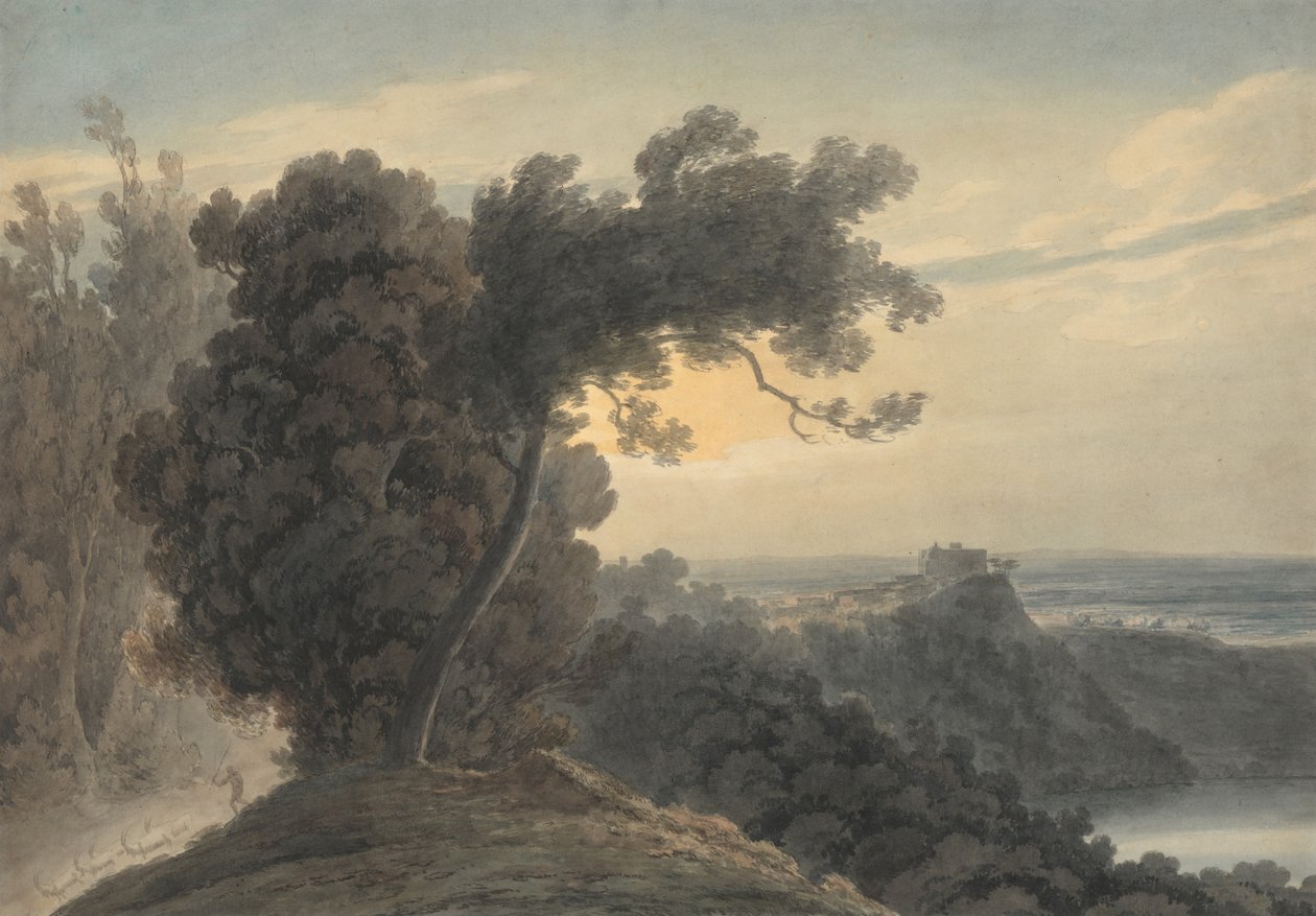 Der Albaner See und Castel Gandolfo von John Robert Cozens