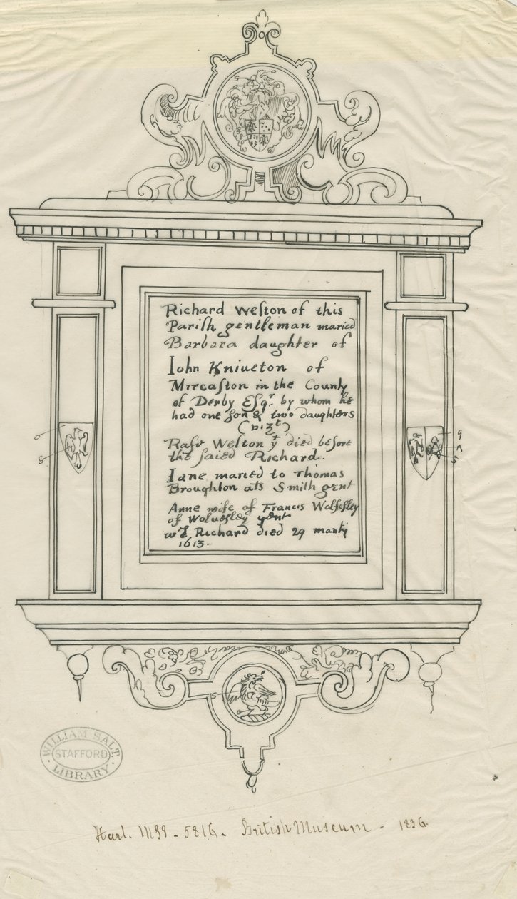 Rugeley Kirche (Alt) - Denkmal für Richard Weston von John Robert Fernyhough