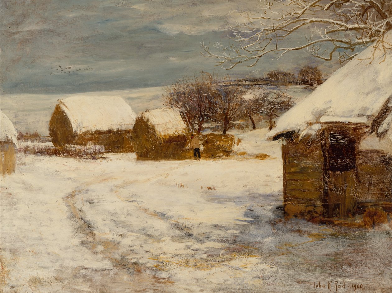 Ein Bauernhof im Winter von John Robertson Reid