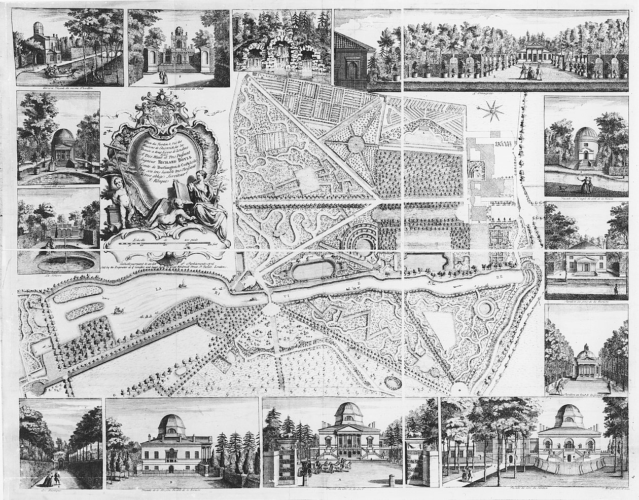 Chiswick House aus dem Plan von Chiswick, 1736 von John Rocque