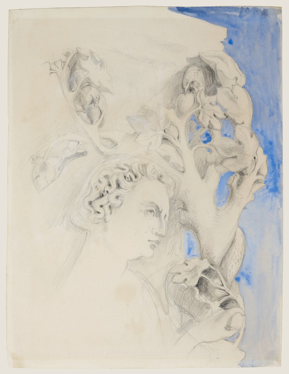 Fassade des Dogenpalastes, Venedig - Kopf von Adam, ca. 1845 von John Ruskin